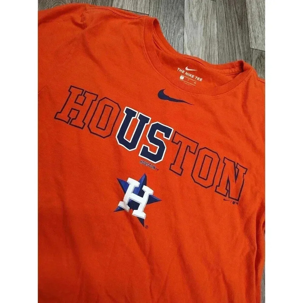 Houston Texas Astros Bright Orange and Blue Size Small Baseball Shirt - Picture 2 of 4